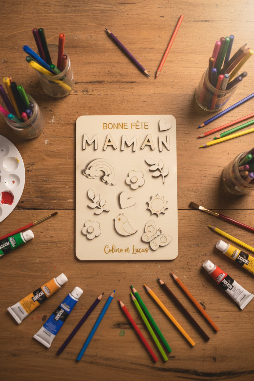 Carte à colorier - Maman
