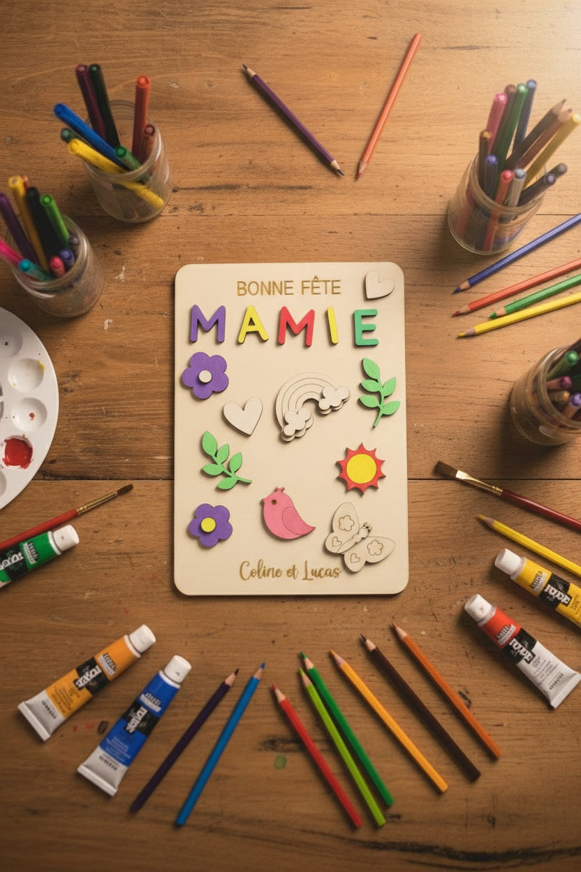Carte à colorier - Mamie